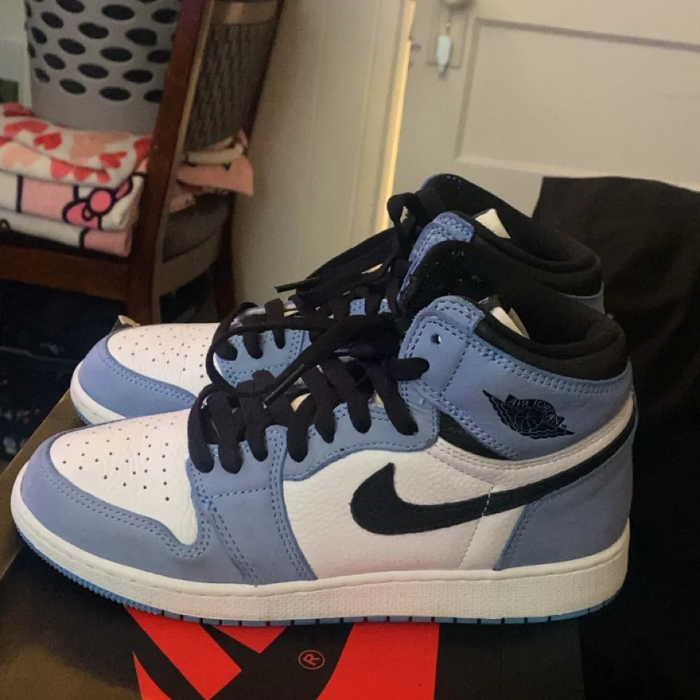 Nike Air Jordan 1 High Top Sneakers - White & Light Blue